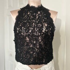 Zara sleeveless Black Lace Crop Top size S